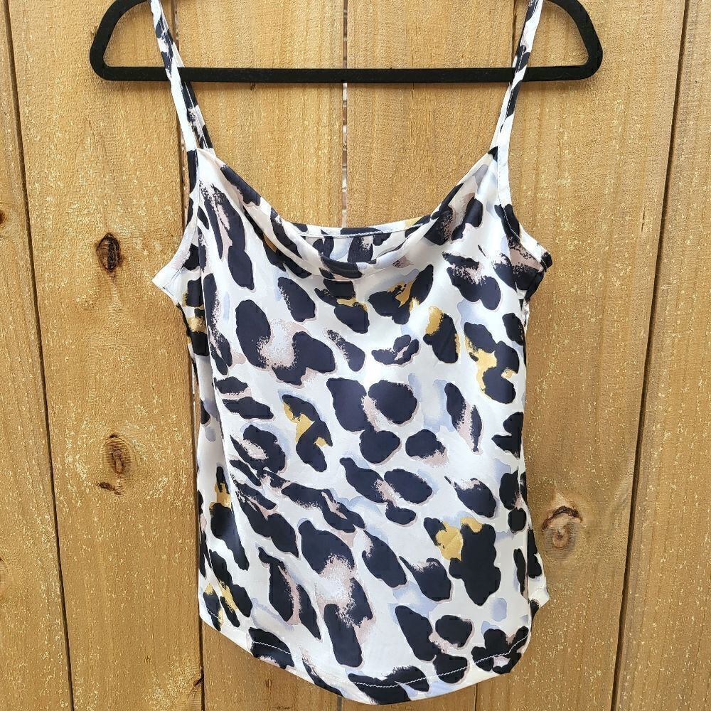 Womens Blouse, Leopard Print Silk Soft Sleeveless Camisole